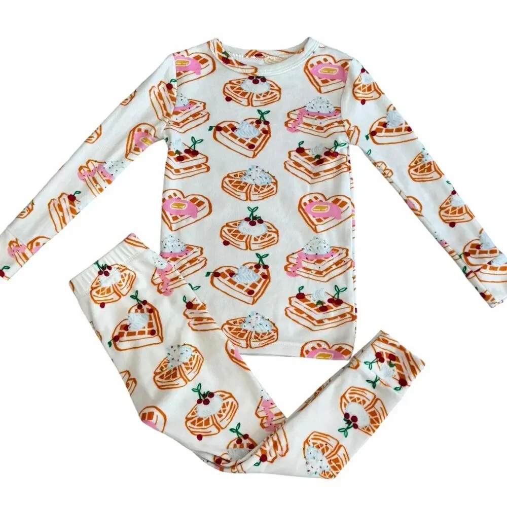 Cat & Jack Girls Fleece Waffles Pajama Set 4T